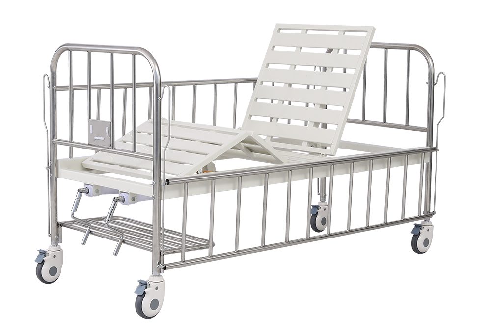 Cama de medicina infantil cabeceira de aço inoxidável (duas manivela)